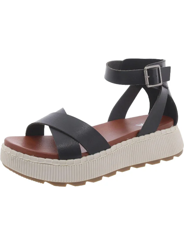 Women's Cork - Soled Espadrille Sandals with a Rope - Trimmed Upper in Navy for a Summer VibeHana Womens Faux Leather Ankle Strap Flatform Sandals Women's Cork - Soled Espadrille Sandals with a Rope - Trimmed Upper in Navy for a Summer VibeHana Womens Faux Leather Ankle Strap Flatform Sandals