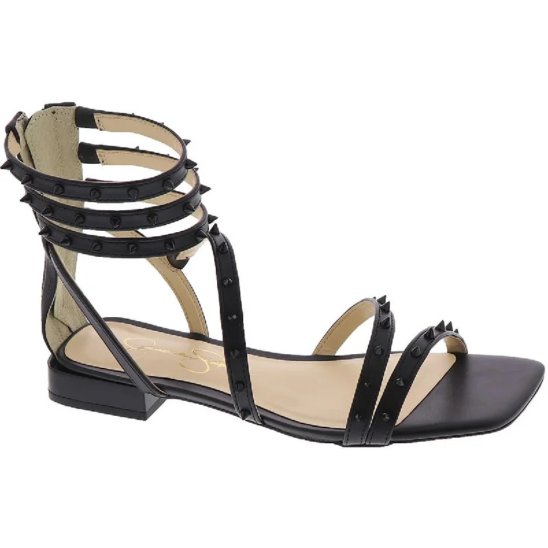 Women's Sandals with a Glitter - Coated Strap in Gold for a Sparkly Summer OutfitJessica Simpson Womens Cenedra Faux Leather Studded Ankle Strap Women's Sandals with a Glitter - Coated Strap in Gold for a Sparkly Summer OutfitJessica Simpson Womens Cenedra Faux Leather Studded Ankle Strap