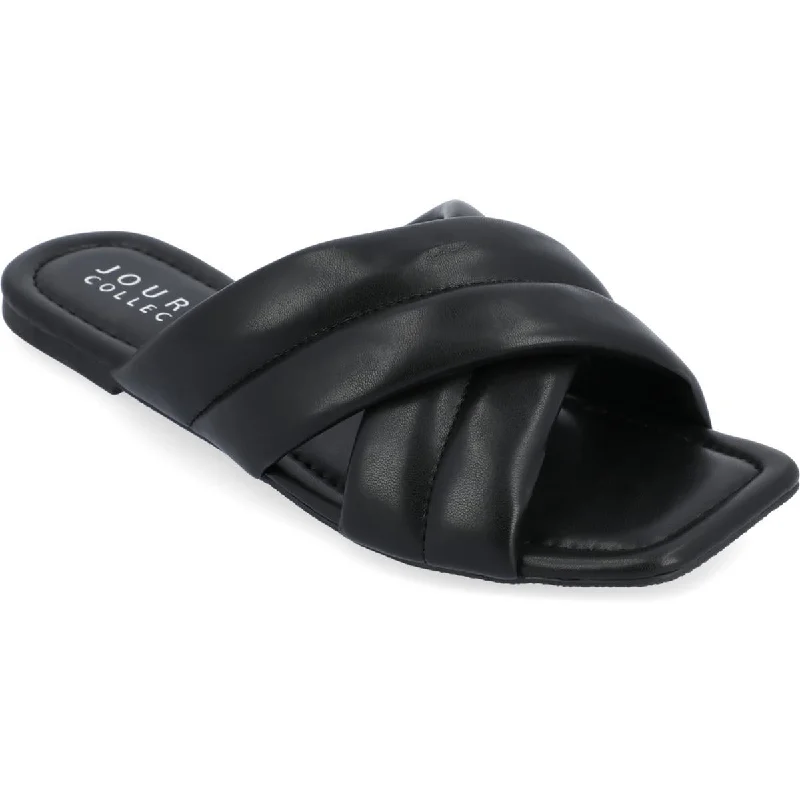Women's Sandals with a Floral - Printed Upper in Pink for a Feminine Spring LookJournee Collection Womens Divyah Faux Leather Slip On Slide Sandals Women's Sandals with a Floral - Printed Upper in Pink for a Feminine Spring LookJournee Collection Womens Divyah Faux Leather Slip On Slide Sandals