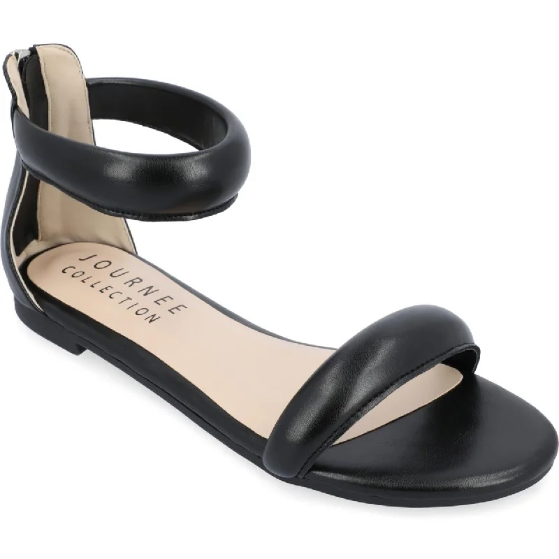 Shock - Absorbing Women's Sandals with a Soft Insole in Black for Active LifestylesJournee Collection Womens Faux Leather Slip On Strappy Sandals Shock - Absorbing Women's Sandals with a Soft Insole in Black for Active LifestylesJournee Collection Womens Faux Leather Slip On Strappy Sandals