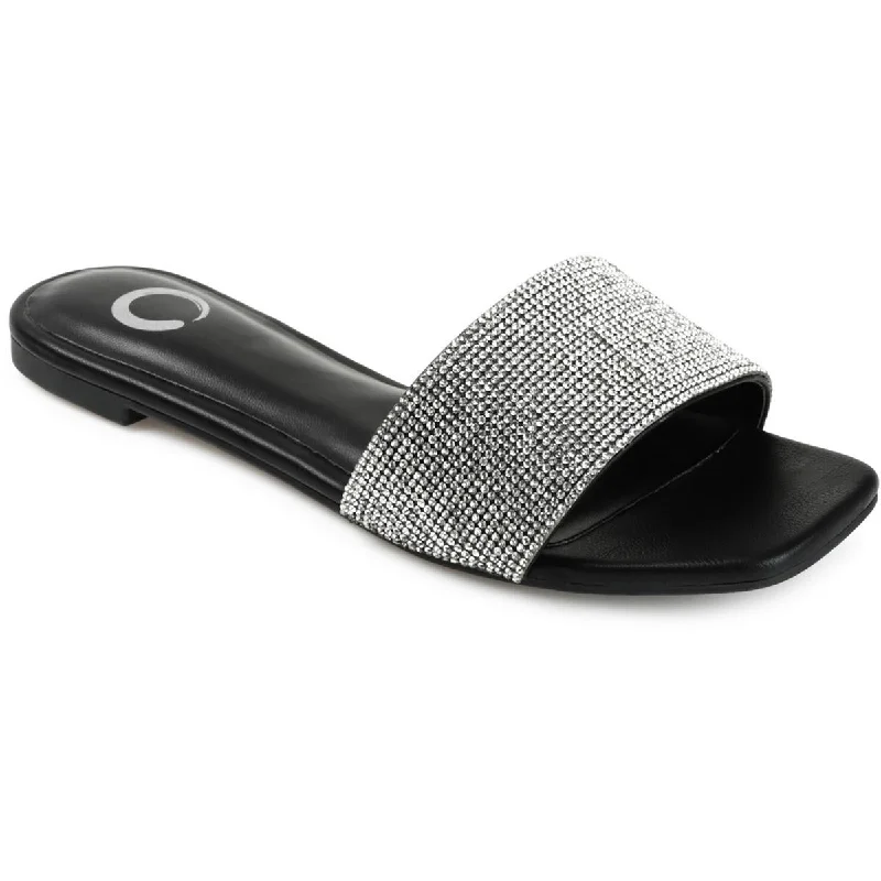 Elastic - Strap Women's Sandals with a Padded Toe in Teal for Easy On - and - OffJournee Collection Womens Grayce Embellished Slip On Slide Sandals Elastic - Strap Women's Sandals with a Padded Toe in Teal for Easy On - and - OffJournee Collection Womens Grayce Embellished Slip On Slide Sandals