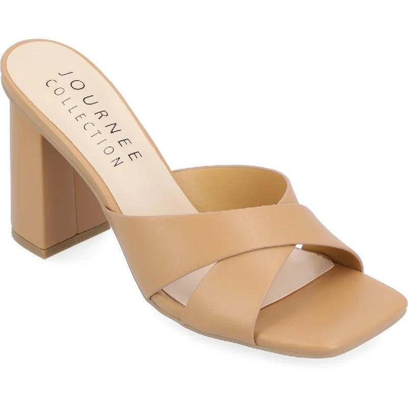 Women's Leather - Strapped Sandals with a Braided Detail in Brown for a Rustic AppealJournee Collection Womens Square toe Block heel Block Heel Women's Leather - Strapped Sandals with a Braided Detail in Brown for a Rustic AppealJournee Collection Womens Square toe Block heel Block Heel