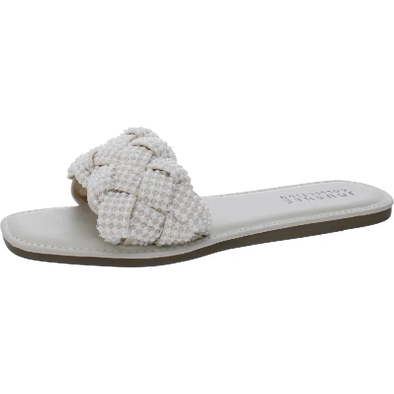 Elastic - Strap Women's Sandals with a Padded Toe in Teal for Easy On - and - OffJournee Collection Womens Warm Dressy Slide Sandals Elastic - Strap Women's Sandals with a Padded Toe in Teal for Easy On - and - OffJournee Collection Womens Warm Dressy Slide Sandals