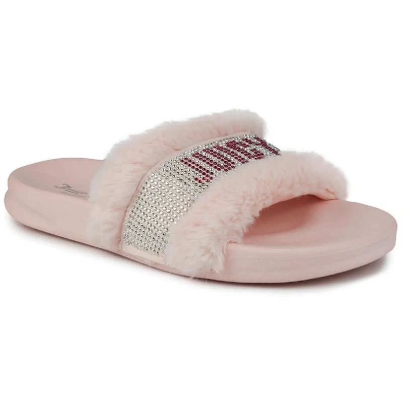 Women's Sandals with a Floral - Printed Upper in Pink for a Feminine Spring LookJuicy Couture Womens Steady Faux Fur Rhinestones Slide Sandals Women's Sandals with a Floral - Printed Upper in Pink for a Feminine Spring LookJuicy Couture Womens Steady Faux Fur Rhinestones Slide Sandals