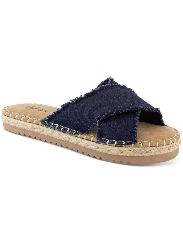 Sustainable Women's Recycled Material Sandals in Beige for Eco - Conscious ShoppersKelt Womens Denim Criss-Cross Front Slide Sandals Sustainable Women's Recycled Material Sandals in Beige for Eco - Conscious ShoppersKelt Womens Denim Criss-Cross Front Slide Sandals
