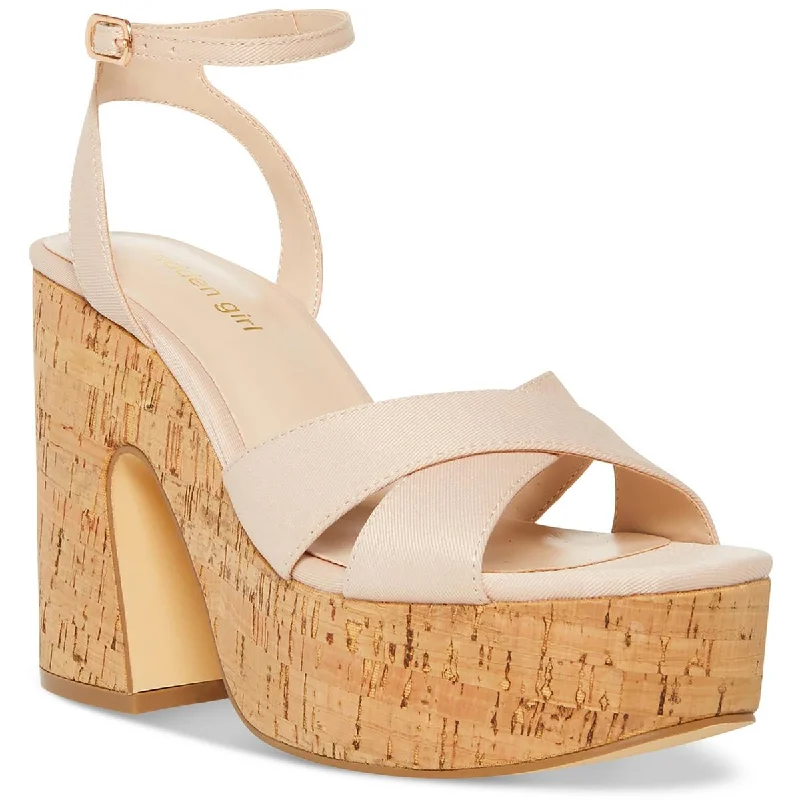 Women's Flat Slide Sandals with a Memory Foam Insole in White for All - Day ComfortMadden Girl Womens RIIO Canvas Ankle Strap Block Heel Women's Flat Slide Sandals with a Memory Foam Insole in White for All - Day ComfortMadden Girl Womens RIIO Canvas Ankle Strap Block Heel