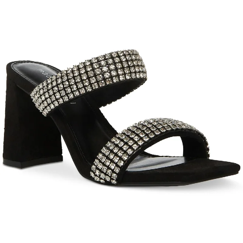 Women's Rhinestone - Embellished Open - Toe Sandals in Silver for a Glamorous Party LookMadden Girl Womens Witt Slip On Square Toe Block Heel