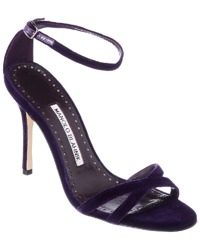 Sustainable Women's Recycled Material Sandals in Beige for Eco - Conscious ShoppersManolo Blahnik Paloma 105 Velvet Sandal Sustainable Women's Recycled Material Sandals in Beige for Eco - Conscious ShoppersManolo Blahnik Paloma 105 Velvet Sandal