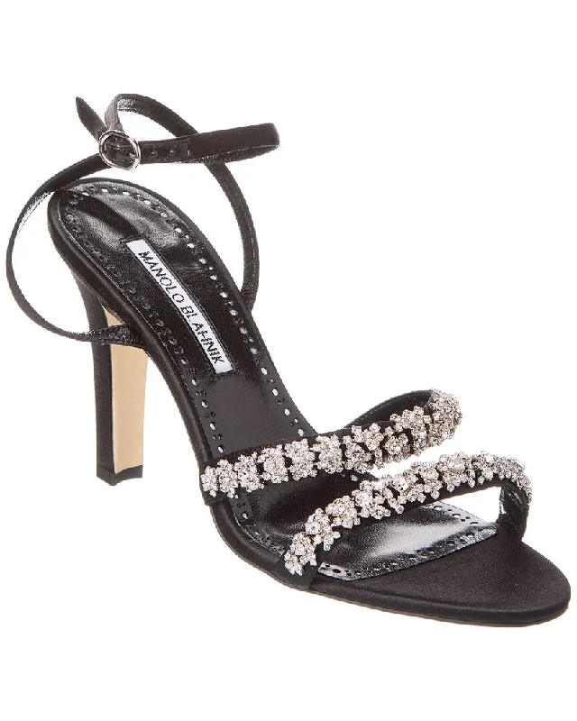 Plus Size Women's Wide - Width Platform Sandals in Black for Added Comfort and HeightManolo Blahnik Vedada 105 Satin Sandal Plus Size Women's Wide - Width Platform Sandals in Black for Added Comfort and HeightManolo Blahnik Vedada 105 Satin Sandal