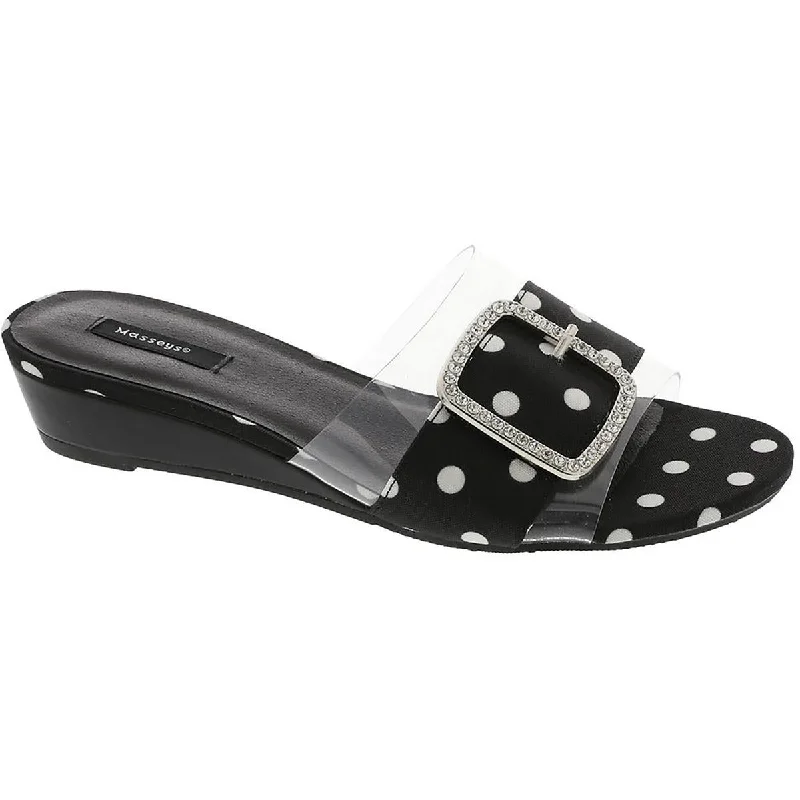Waterproof Women's Rubber Beach Sandals with Arch Support in Blue for Water ActivitiesMasseys Womens Milan Polka Dot Embellished Slide Sandals Waterproof Women's Rubber Beach Sandals with Arch Support in Blue for Water ActivitiesMasseys Womens Milan Polka Dot Embellished Slide Sandals