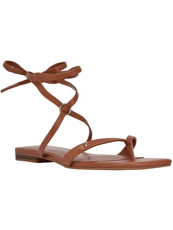 Women's Ankle - Strap Sandals with a Block Heel in Red for a Sophisticated StyleMinola Womens Faux Leather Ankle Tie Thong Sandals Women's Ankle - Strap Sandals with a Block Heel in Red for a Sophisticated StyleMinola Womens Faux Leather Ankle Tie Thong Sandals