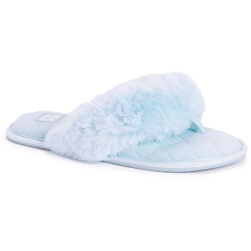 Women's Flat Slide Sandals with a Memory Foam Insole in White for All - Day ComfortMuk Luks Womens Maren Faux Fur Flip-Flop Thong Sandals Women's Flat Slide Sandals with a Memory Foam Insole in White for All - Day ComfortMuk Luks Womens Maren Faux Fur Flip-Flop Thong Sandals