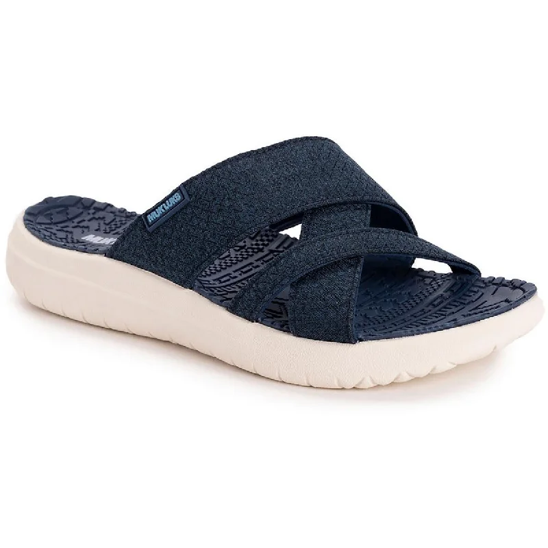 Waterproof Women's Rubber Beach Sandals with Arch Support in Blue for Water ActivitiesMuk Luks Womens Sassy Cross-Over Strappy Criss-Cross Slide Sandals Waterproof Women's Rubber Beach Sandals with Arch Support in Blue for Water ActivitiesMuk Luks Womens Sassy Cross-Over Strappy Criss-Cross Slide Sandals