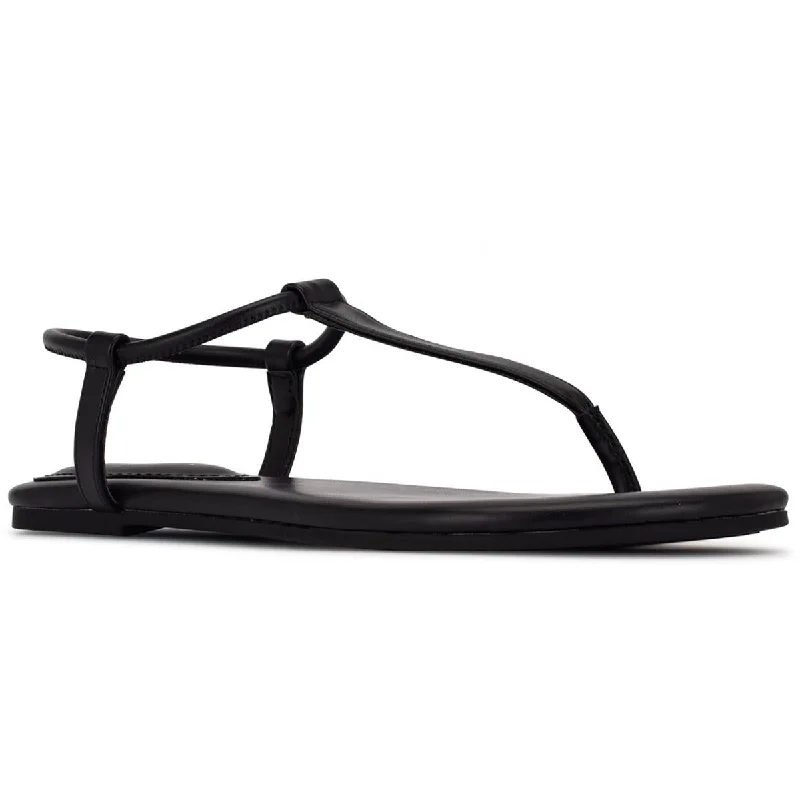 Women's Flat Slide Sandals with a Memory Foam Insole in White for All - Day ComfortNine West Womens BASSIE3 Faux Leather Thong Ankle Strap Women's Flat Slide Sandals with a Memory Foam Insole in White for All - Day ComfortNine West Womens BASSIE3 Faux Leather Thong Ankle Strap