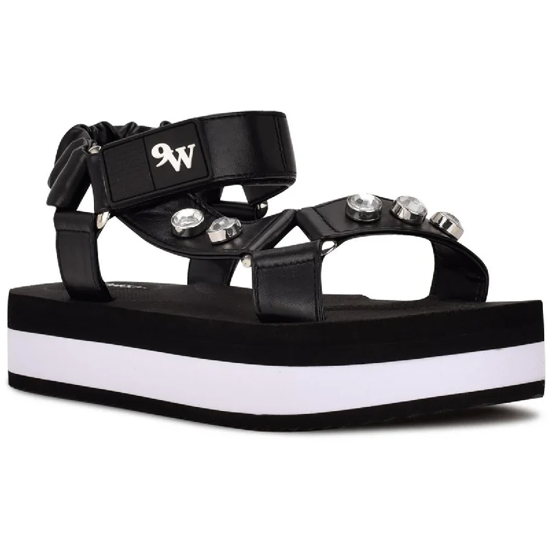 Women's Strappy Gladiator Sandals with Buckle Closures in Tan for a Boho LookNine West Womens Cutie 3 Faux Leather Jeweled Ankle Strap Women's Strappy Gladiator Sandals with Buckle Closures in Tan for a Boho LookNine West Womens Cutie 3 Faux Leather Jeweled Ankle Strap