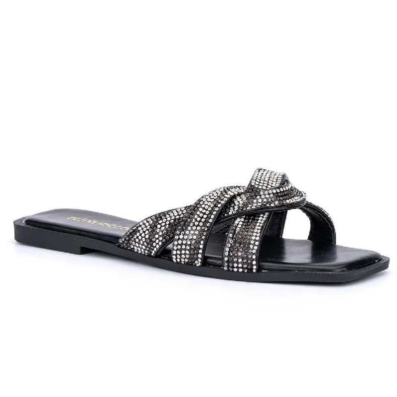 Adjustable Strap Women's Sandals with a Padded Heel in Pink for a Custom FitOlivia Miller Womens Marianne Rhinestone Square Toe Slide Sandals Adjustable Strap Women's Sandals with a Padded Heel in Pink for a Custom FitOlivia Miller Womens Marianne Rhinestone Square Toe Slide Sandals