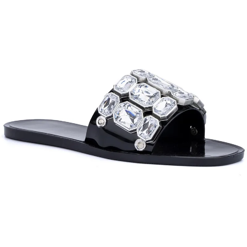 Women's Thong Sandals with a Beaded Design in Multicolor for a Beachy AestheticOlivia Miller Womens Sophie Patent Slip-On Slide Sandals Women's Thong Sandals with a Beaded Design in Multicolor for a Beachy AestheticOlivia Miller Womens Sophie Patent Slip-On Slide Sandals