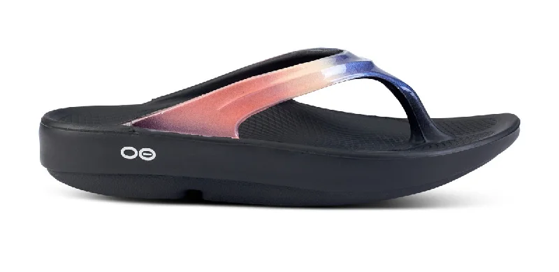 Plus Size Women's Wide - Width Platform Sandals in Black for Added Comfort and HeightOOFOS Women's OOlala Luxe Thong Sandal Horizon Plus Size Women's Wide - Width Platform Sandals in Black for Added Comfort and HeightOOFOS Women's OOlala Luxe Thong Sandal Horizon