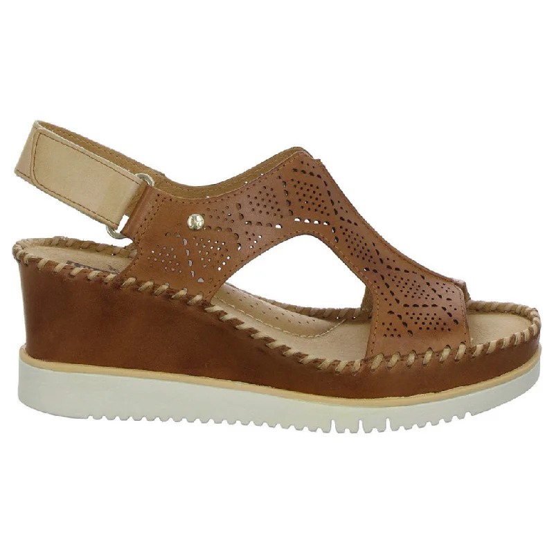 Women's Cork - Soled Espadrille Sandals with a Rope - Trimmed Upper in Navy for a Summer VibeAguadulce Perforated Leather Women's Wedge Sandals