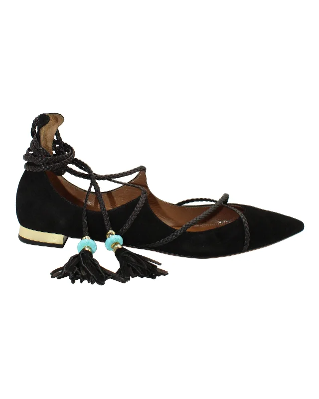 Women's Cork - Soled Espadrille Sandals with a Rope - Trimmed Upper in Navy for a Summer VibePoppy Delevingne x Aquazzura Ballerina Flats in Black Suede Women's Cork - Soled Espadrille Sandals with a Rope - Trimmed Upper in Navy for a Summer VibePoppy Delevingne x Aquazzura Ballerina Flats in Black Suede