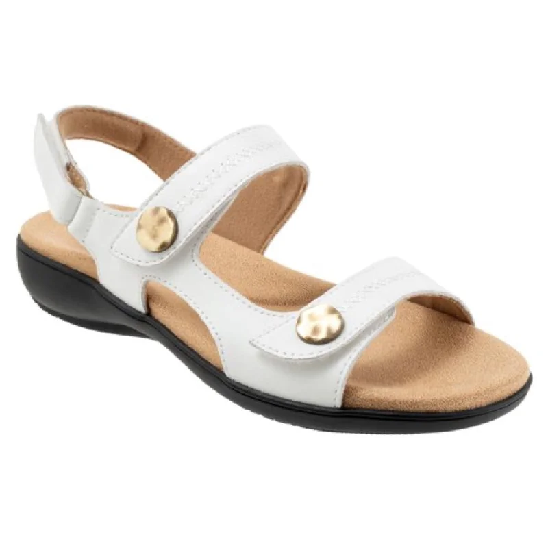 Women's Sandals with a Floral - Printed Upper in Pink for a Feminine Spring LookTrotters Women's Romi Stitch Velcro Sandal White Women's Sandals with a Floral - Printed Upper in Pink for a Feminine Spring LookTrotters Women's Romi Stitch Velcro Sandal White