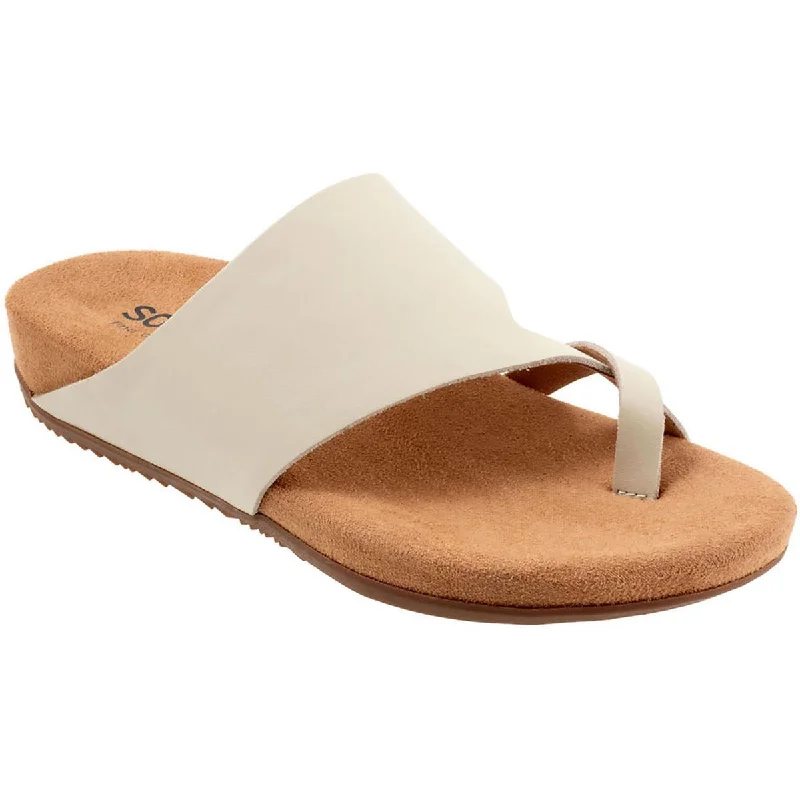 Women's Flat Slide Sandals with a Memory Foam Insole in White for All - Day ComfortSoftWalk Womens Blaine Leather Slip-On Slide Sandals Women's Flat Slide Sandals with a Memory Foam Insole in White for All - Day ComfortSoftWalk Womens Blaine Leather Slip-On Slide Sandals