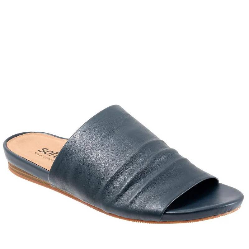 Women's Flat Slide Sandals with a Memory Foam Insole in White for All - Day ComfortSoftWalk Womens Camano Padded Insole Leather Slide Sandals Women's Flat Slide Sandals with a Memory Foam Insole in White for All - Day ComfortSoftWalk Womens Camano Padded Insole Leather Slide Sandals