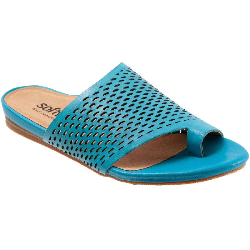 Women's Flat Slide Sandals with a Memory Foam Insole in White for All - Day ComfortSoftWalk Womens Corsica II Leather Laser Cut Flat Sandals Women's Flat Slide Sandals with a Memory Foam Insole in White for All - Day ComfortSoftWalk Womens Corsica II Leather Laser Cut Flat Sandals