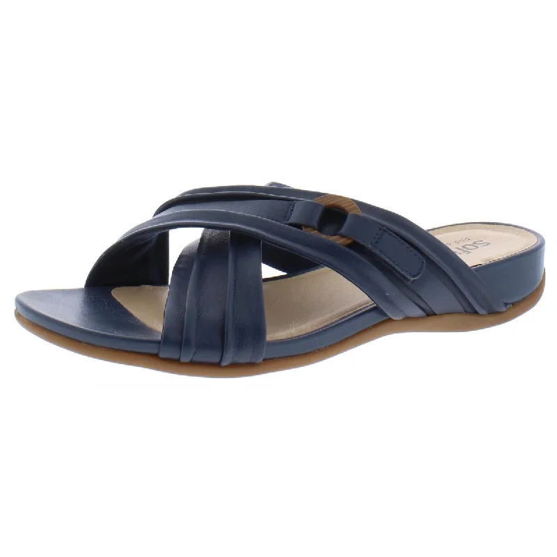 Anti - Slip Women's Sandals with a Grooved Sole in Green for Outdoor AdventuresSoftWalk Womens Taza Leather Open Toe Slide Sandals Anti - Slip Women's Sandals with a Grooved Sole in Green for Outdoor AdventuresSoftWalk Womens Taza Leather Open Toe Slide Sandals