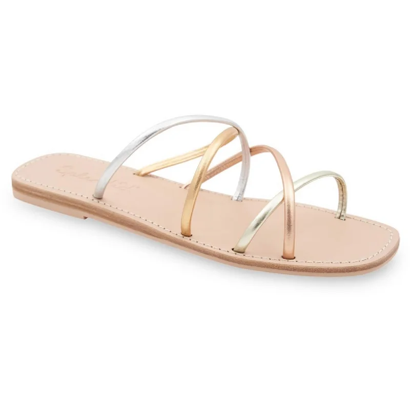 Women's Flat Slide Sandals with a Memory Foam Insole in White for All - Day ComfortSplendid Womens Frankie Leather Criss-Cross Slide Sandals Women's Flat Slide Sandals with a Memory Foam Insole in White for All - Day ComfortSplendid Womens Frankie Leather Criss-Cross Slide Sandals