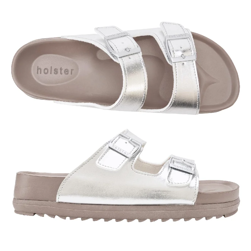 Sustainable Women's Recycled Material Sandals in Beige for Eco - Conscious ShoppersStride - Silver Sustainable Women's Recycled Material Sandals in Beige for Eco - Conscious ShoppersStride - Silver