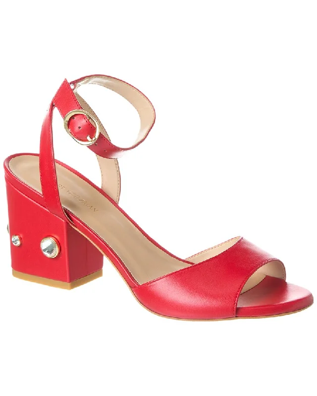 Elastic - Strap Women's Sandals with a Padded Toe in Teal for Easy On - and - OffStuart Weitzman Allshine 75 Leather Block Sandal Elastic - Strap Women's Sandals with a Padded Toe in Teal for Easy On - and - OffStuart Weitzman Allshine 75 Leather Block Sandal