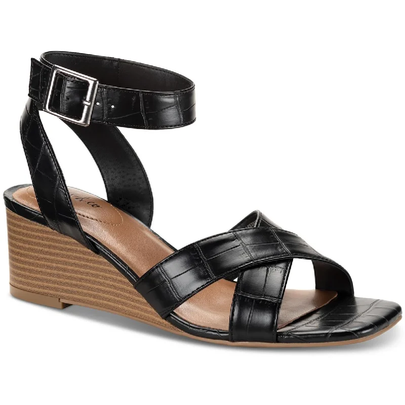 Child - Friendly Women's Sandals with a Secure Buckle in Purple for Moms on the GoStyle & Co. Womens LEEZAA Square toe Ankle strap Wedge Sandals Child - Friendly Women's Sandals with a Secure Buckle in Purple for Moms on the GoStyle & Co. Womens LEEZAA Square toe Ankle strap Wedge Sandals