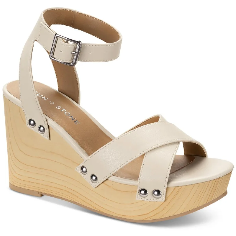 Elastic - Strap Women's Sandals with a Padded Toe in Teal for Easy On - and - OffSun + Stone Womens Tiaraa Ankle Strap Heeled Wedge Sandals Elastic - Strap Women's Sandals with a Padded Toe in Teal for Easy On - and - OffSun + Stone Womens Tiaraa Ankle Strap Heeled Wedge Sandals