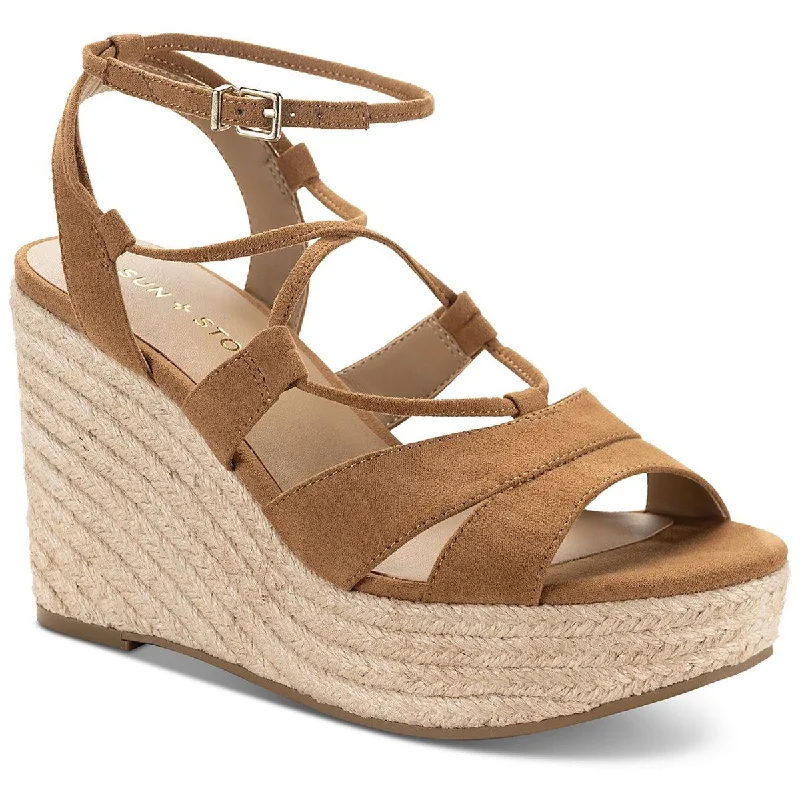 Elastic - Strap Women's Sandals with a Padded Toe in Teal for Easy On - and - OffSun + Stone Womens Tiinsleyy Faux Suede Ankle Strap Platform Sandals Elastic - Strap Women's Sandals with a Padded Toe in Teal for Easy On - and - OffSun + Stone Womens Tiinsleyy Faux Suede Ankle Strap Platform Sandals