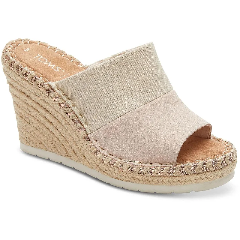 Anti - Slip Women's Sandals with a Grooved Sole in Green for Outdoor AdventuresToms Womens Monica Mule Suede Wedge Sandals