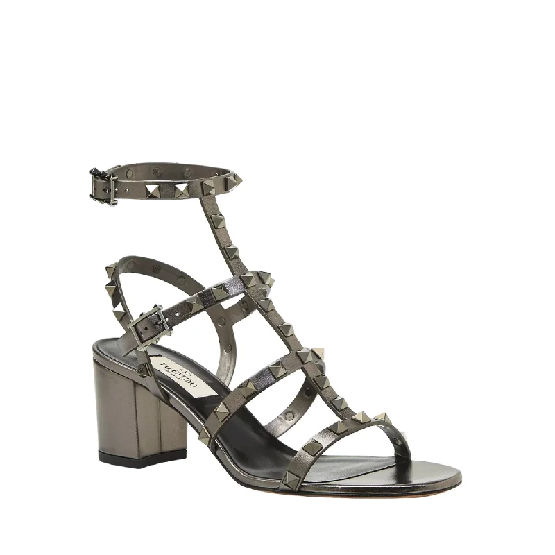 Child - Friendly Women's Sandals with a Secure Buckle in Purple for Moms on the GoValentino Garavani Rockstud Metallic Leather Block Heel Sandals Child - Friendly Women's Sandals with a Secure Buckle in Purple for Moms on the GoValentino Garavani Rockstud Metallic Leather Block Heel Sandals