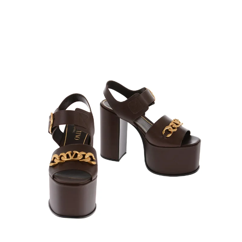 Sustainable Women's Recycled Material Sandals in Beige for Eco - Conscious ShoppersValentino leather Sandals With Chian Details Heel 13 cm 39 Shoes EU