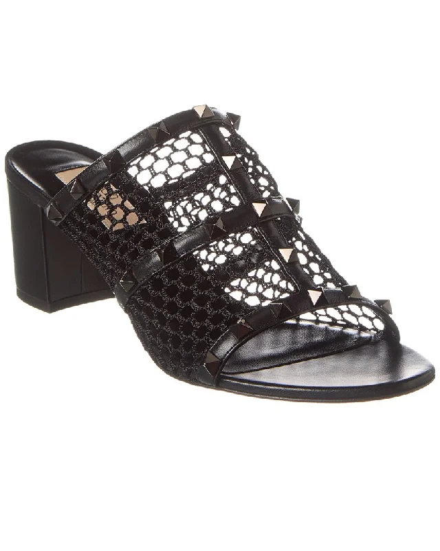 Lightweight Women's Mesh - Paneled Sandals in Yellow for BreathabilityValentino Rockstud 60 Mesh & Leather Sandal Lightweight Women's Mesh - Paneled Sandals in Yellow for BreathabilityValentino Rockstud 60 Mesh & Leather Sandal