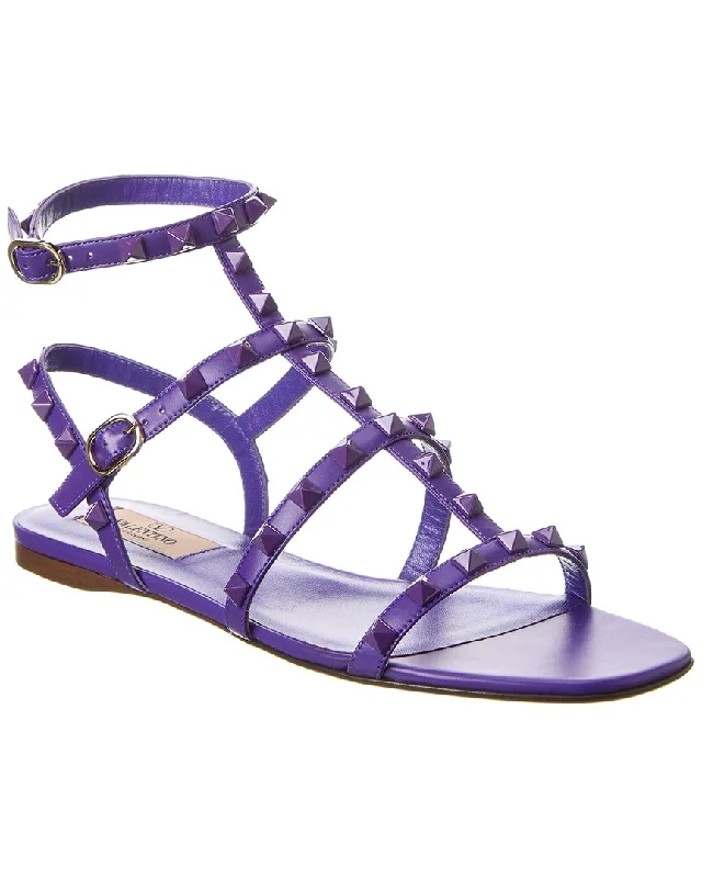 Women's Flat Slide Sandals with a Memory Foam Insole in White for All - Day ComfortValentino Rockstud Caged Leather Ankle Strap Sandal Women's Flat Slide Sandals with a Memory Foam Insole in White for All - Day ComfortValentino Rockstud Caged Leather Ankle Strap Sandal