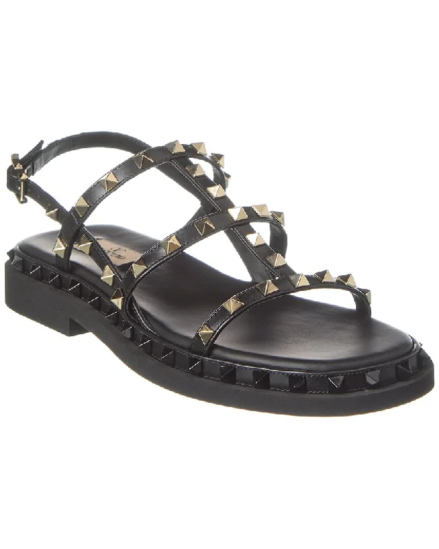 Women's Sandals with a Glitter - Coated Strap in Gold for a Sparkly Summer OutfitValentino Rockstud Leather Sandal Women's Sandals with a Glitter - Coated Strap in Gold for a Sparkly Summer OutfitValentino Rockstud Leather Sandal