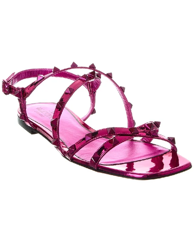 Adjustable Strap Women's Sandals with a Padded Heel in Pink for a Custom FitValentino Rockstud Leather Sandal Adjustable Strap Women's Sandals with a Padded Heel in Pink for a Custom FitValentino Rockstud Leather Sandal