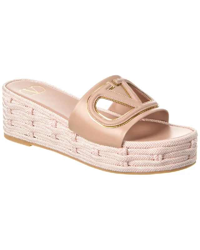 Adjustable Strap Women's Sandals with a Padded Heel in Pink for a Custom FitValentino VLogo 60 Leather Wedge Sandal Adjustable Strap Women's Sandals with a Padded Heel in Pink for a Custom FitValentino VLogo 60 Leather Wedge Sandal