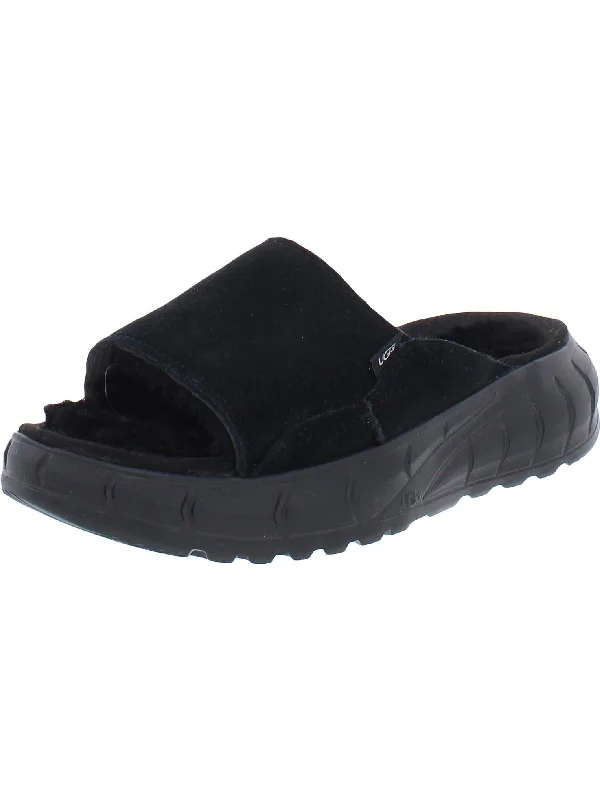 Anti - Slip Women's Sandals with a Grooved Sole in Green for Outdoor AdventuresWestsider Slide Womens Leather Faux Fur Slide Sandals Anti - Slip Women's Sandals with a Grooved Sole in Green for Outdoor AdventuresWestsider Slide Womens Leather Faux Fur Slide Sandals