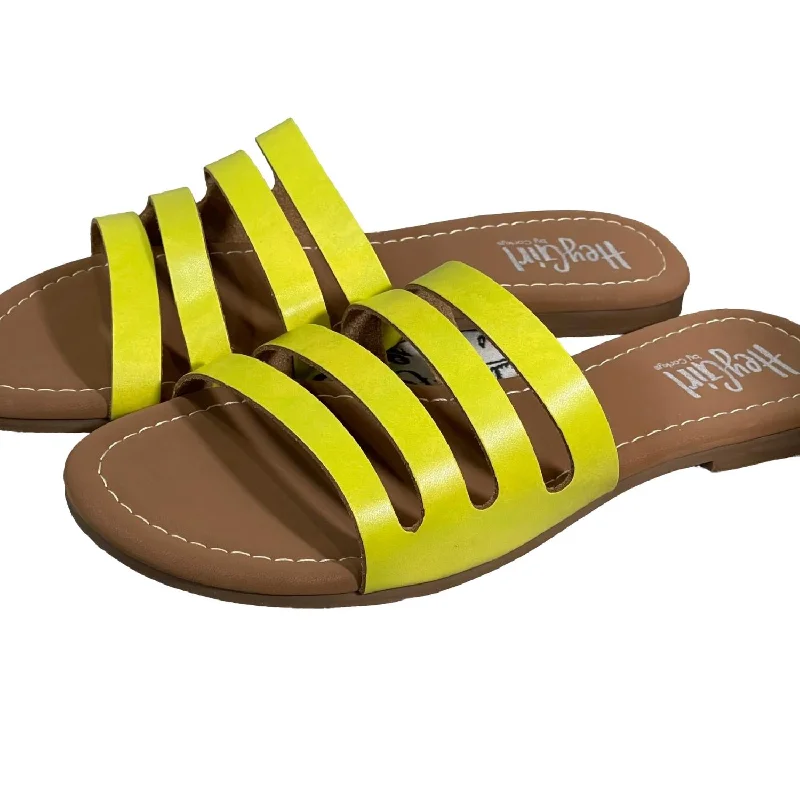 Women's Sandals with a Glitter - Coated Strap in Gold for a Sparkly Summer OutfitWomen's Bikini Sandals In Yellow Women's Sandals with a Glitter - Coated Strap in Gold for a Sparkly Summer OutfitWomen's Bikini Sandals In Yellow