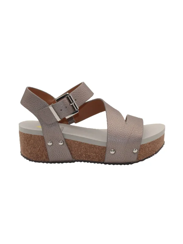 Plus Size Women's Wide - Width Platform Sandals in Black for Added Comfort and HeightWomen's Biloxi Sandal In Pewter Plus Size Women's Wide - Width Platform Sandals in Black for Added Comfort and HeightWomen's Biloxi Sandal In Pewter