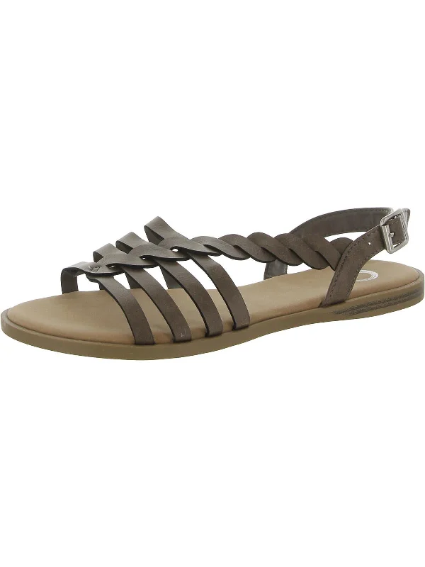 Anti - Slip Women's Sandals with a Grooved Sole in Green for Outdoor AdventuresWomens Faux Leather Flat Slingback Sandals Anti - Slip Women's Sandals with a Grooved Sole in Green for Outdoor AdventuresWomens Faux Leather Flat Slingback Sandals