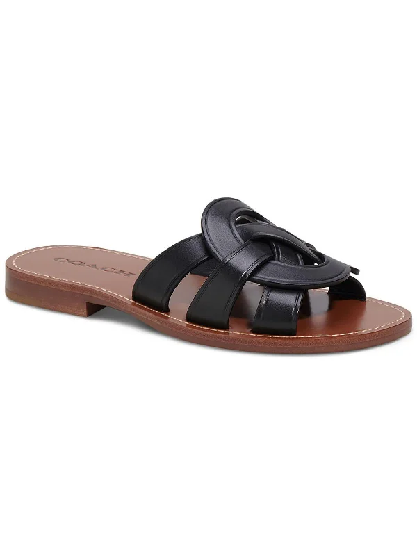 Women's Leather - Strapped Sandals with a Braided Detail in Brown for a Rustic AppealWomens Faux Leather Flats Slide Sandals Women's Leather - Strapped Sandals with a Braided Detail in Brown for a Rustic AppealWomens Faux Leather Flats Slide Sandals