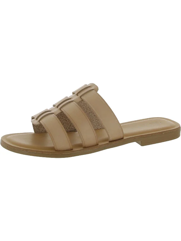 Anti - Slip Women's Sandals with a Grooved Sole in Green for Outdoor AdventuresWomens Faux Leather Round Toe Slide Sandals Anti - Slip Women's Sandals with a Grooved Sole in Green for Outdoor AdventuresWomens Faux Leather Round Toe Slide Sandals