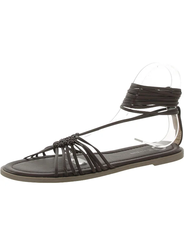 Women's Leather - Strapped Sandals with a Braided Detail in Brown for a Rustic AppealWomens Faux Leather Strappy Sandals Women's Leather - Strapped Sandals with a Braided Detail in Brown for a Rustic AppealWomens Faux Leather Strappy Sandals